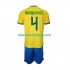 Camisola Brasil Marquinhos 4 Criança Equipamento Primeiro Copa do Mundo 2022 Manga Curta